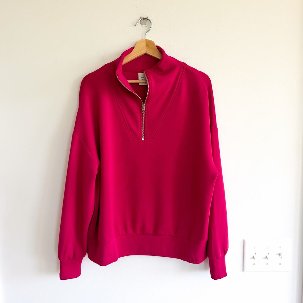 Varley Hawley Half-Zip DoubleSoft Mock Neck Sweatshirt Rich Raspberry M